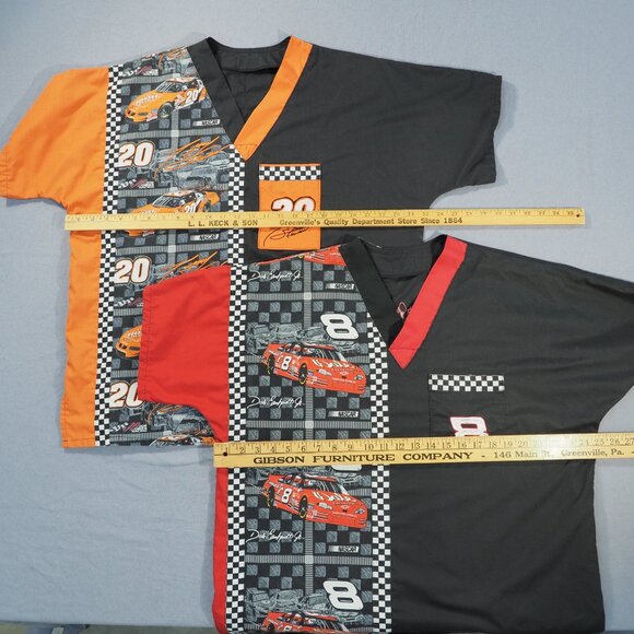 Nascar Scrub Shirts Mens Large Lot Red Orange Dale Earnhardt Tony Stevens Race - Picture 2 of 7